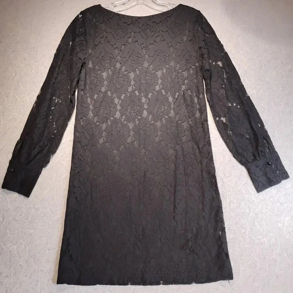 Studio Y Women's Black Long Sleeve Lined Lace Dress  Scoop Neck Size Small - Picture 10 of 10